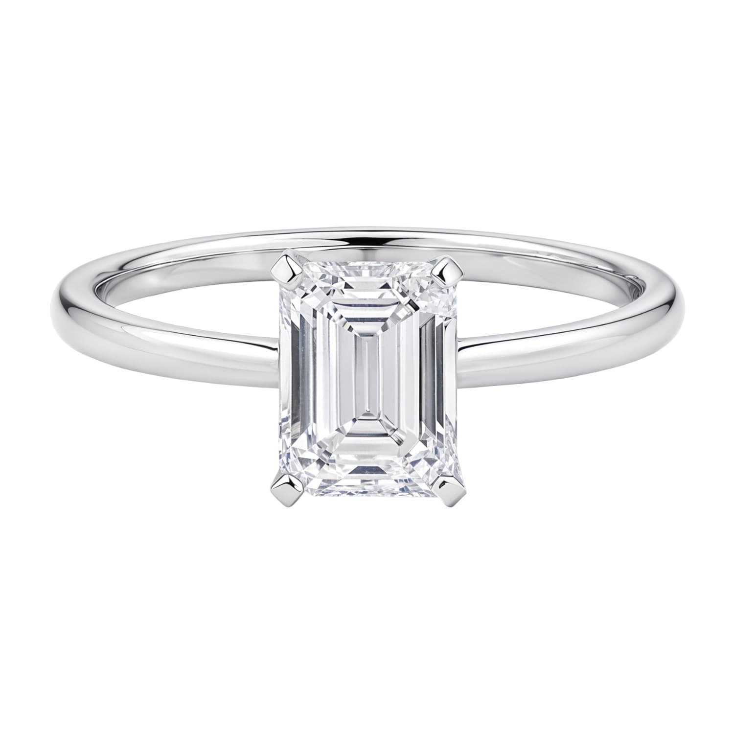 1 1/2 Carat Emerald Lab Grown IGI G/VS1 Diamond Solitaire Ring in 14K White Gold view 3