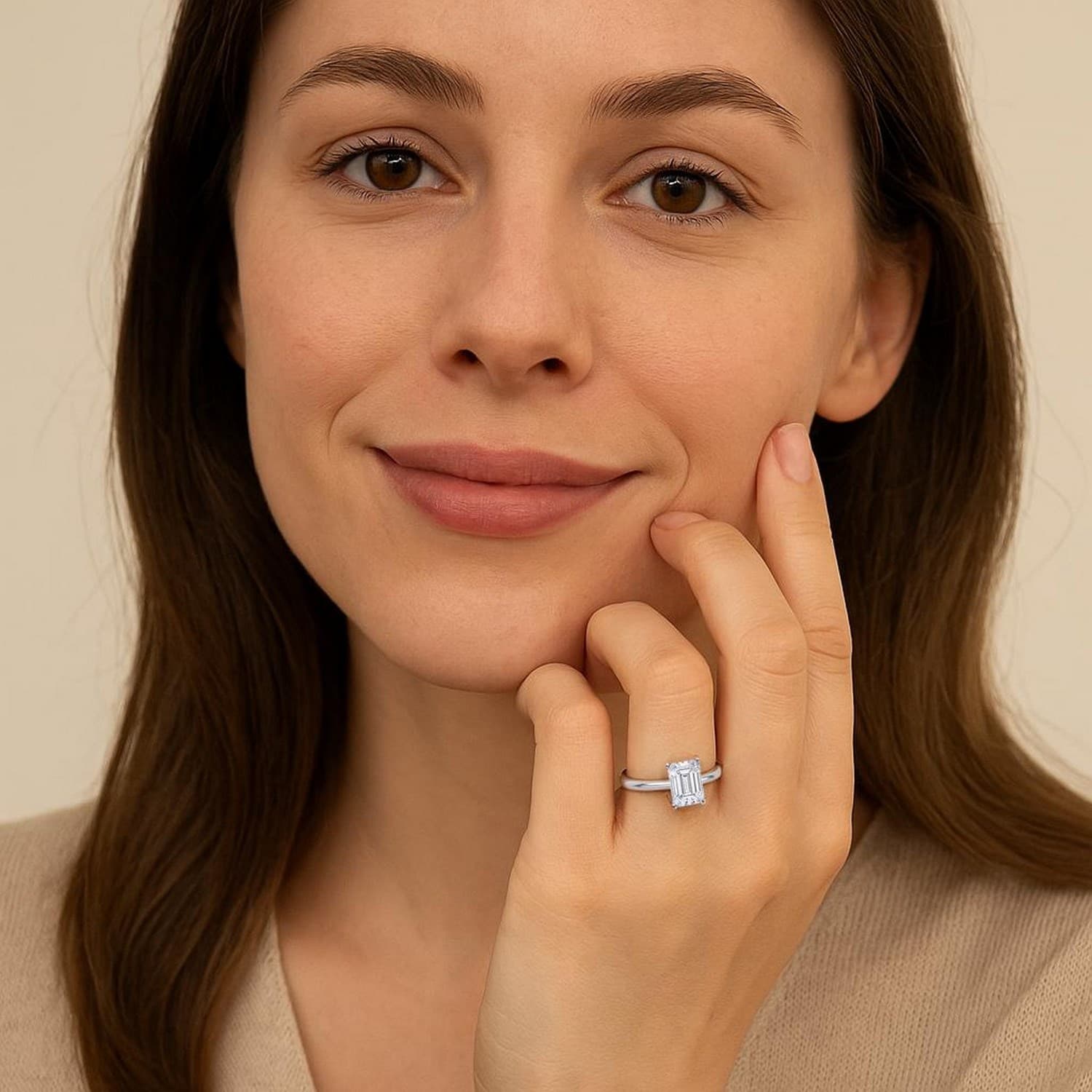 1 1/2 Carat Emerald Lab Grown IGI G/VS1 Diamond Solitaire Ring in 14K White Gold view 5