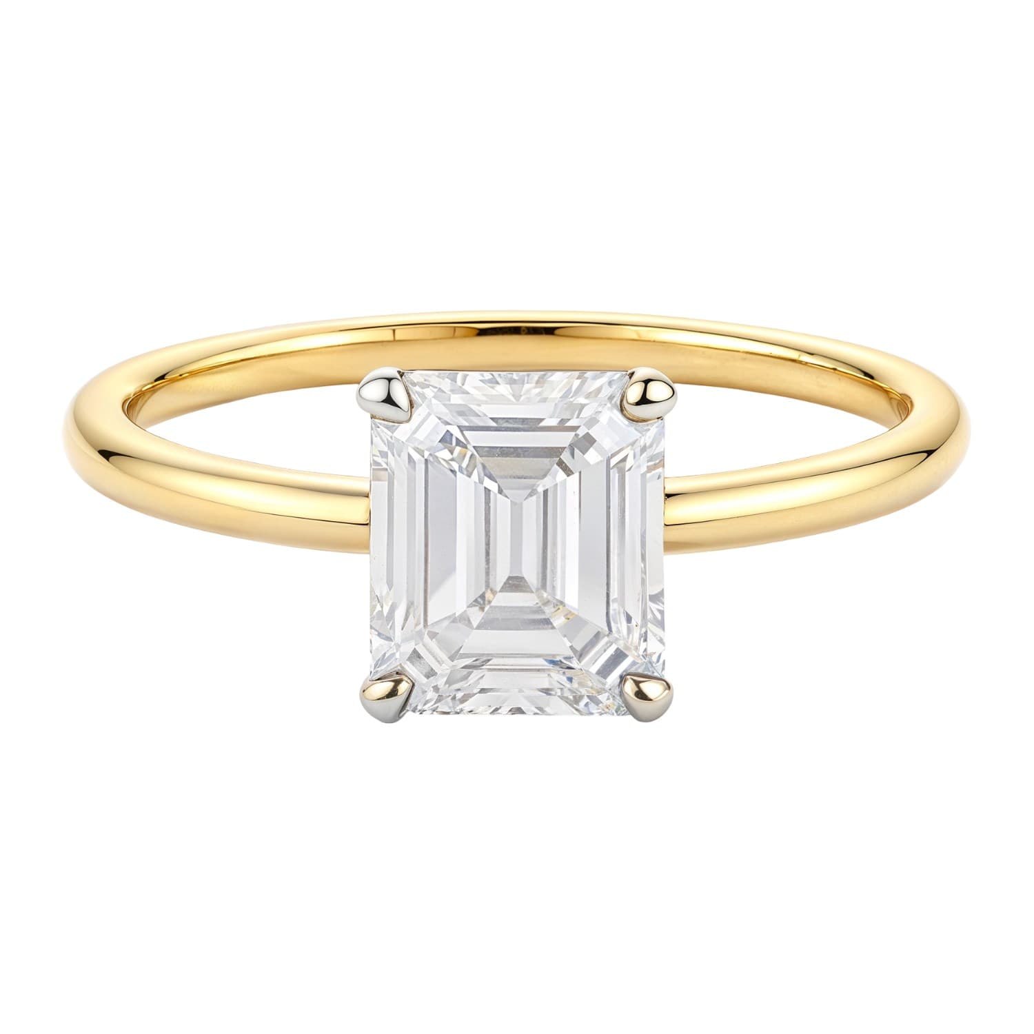 1 Carat Emerald Lab Grown IGI G/VS1 Diamond Solitaire Ring in 14K Yellow Gold view 3