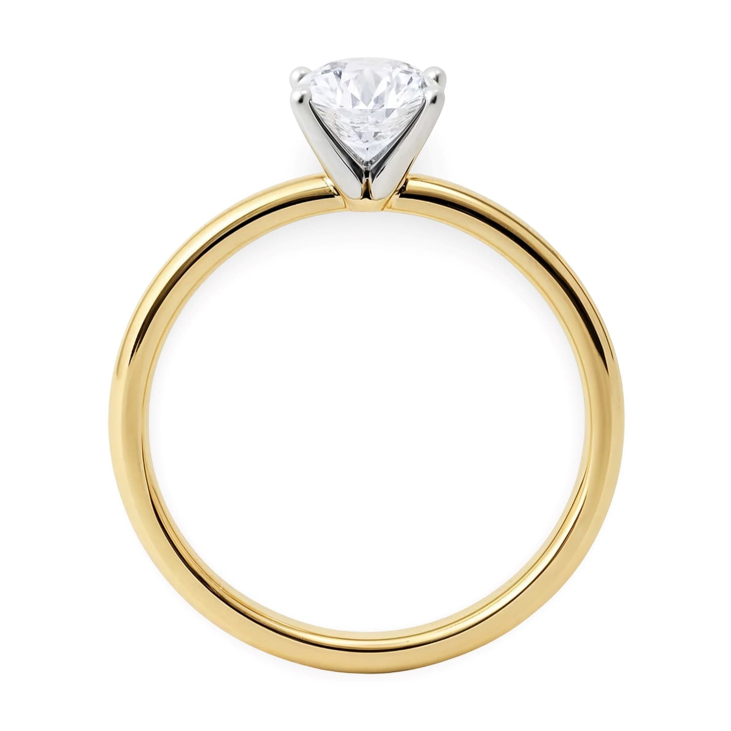 1 Carat Round Lab Grown IGI G/VS1 Diamond Solitaire Ring in 14K Yellow Gold view 3