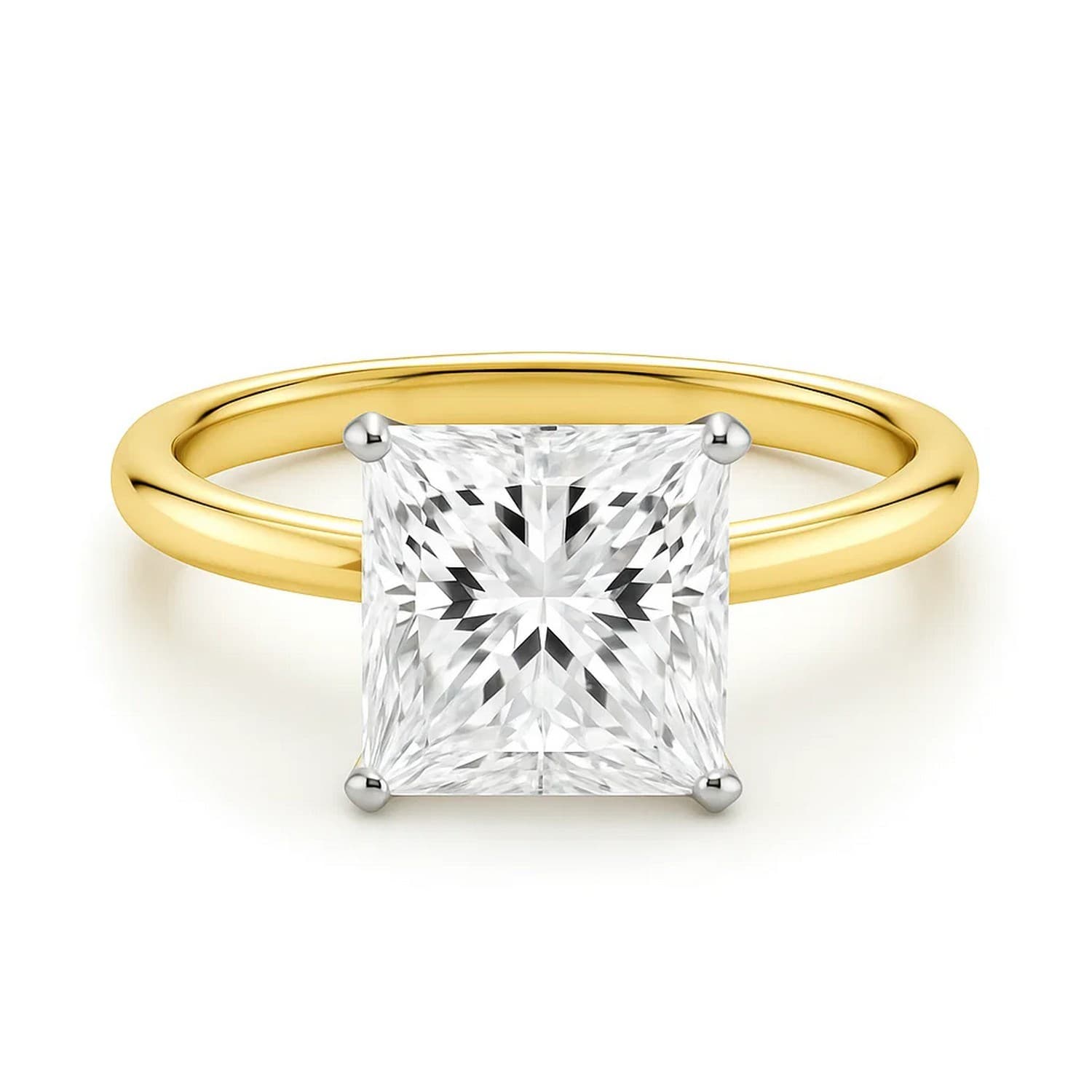 5 Carat Princess Lab Grown IGI G/VS1 Diamond Solitaire Ring in 14K Yellow Gold view 3