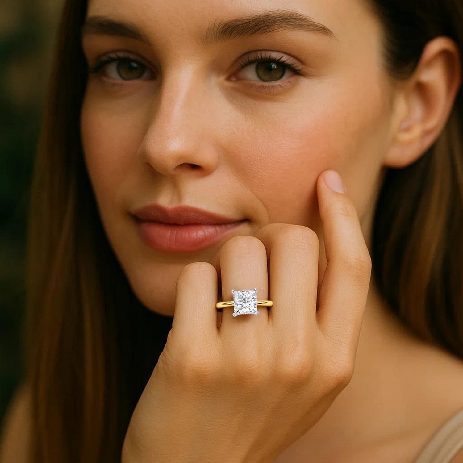 5 Carat Princess Lab Grown IGI G/VS1 Diamond Solitaire Ring in 14K Yellow Gold view 5