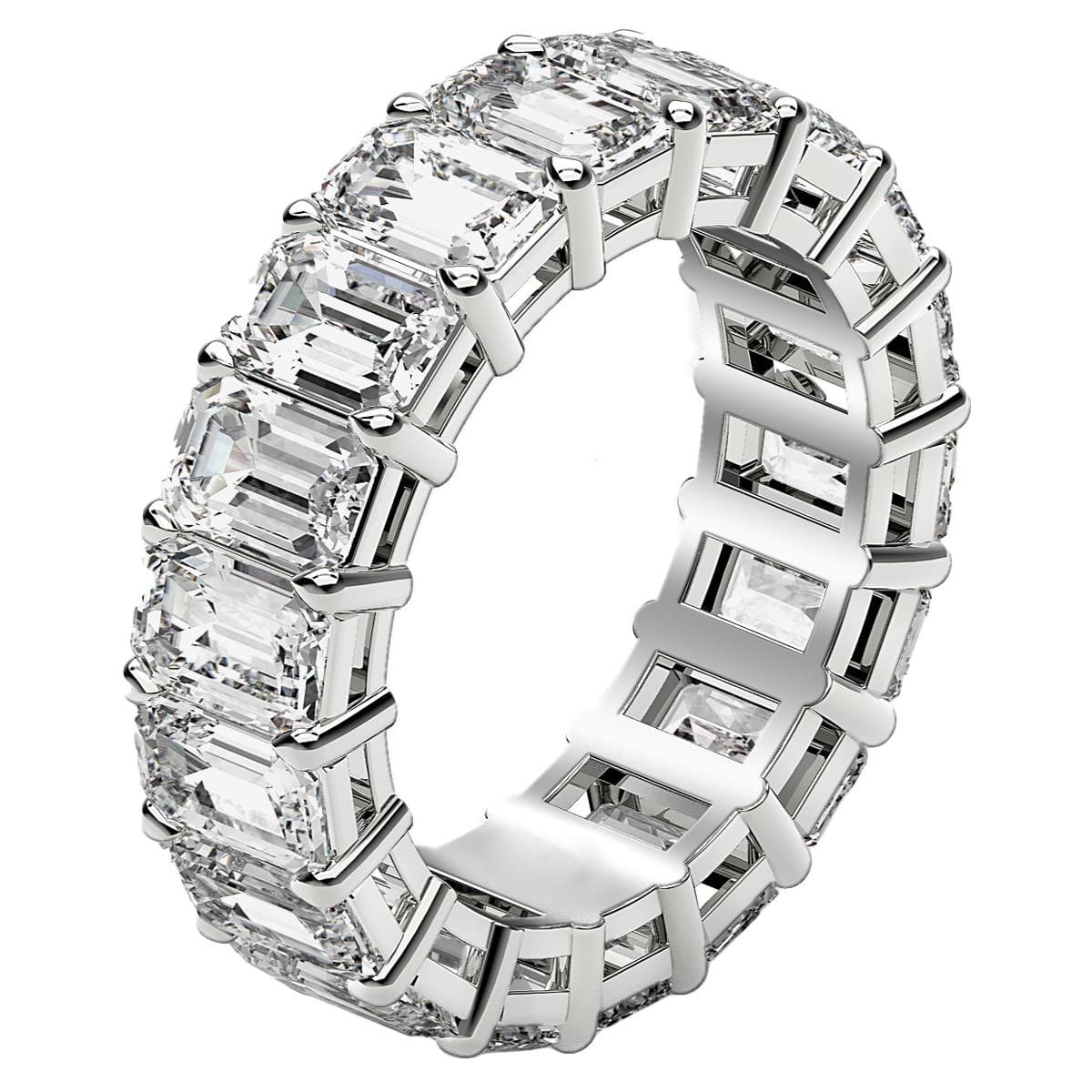Emerald Cut Lab Grown Diamond Eternity Ring in 14k White Gold (8 cttw FG/VS2) view 4