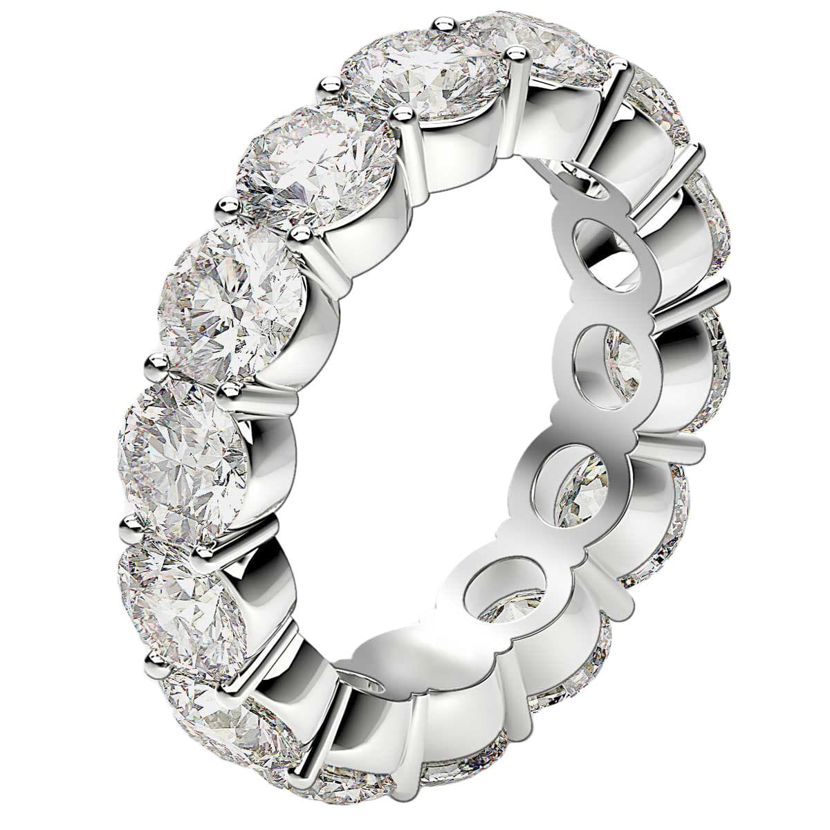 Round Cut Lab Grown Diamond Eternity Ring in 14k White Gold (6 cttw FG/VS2) view 4