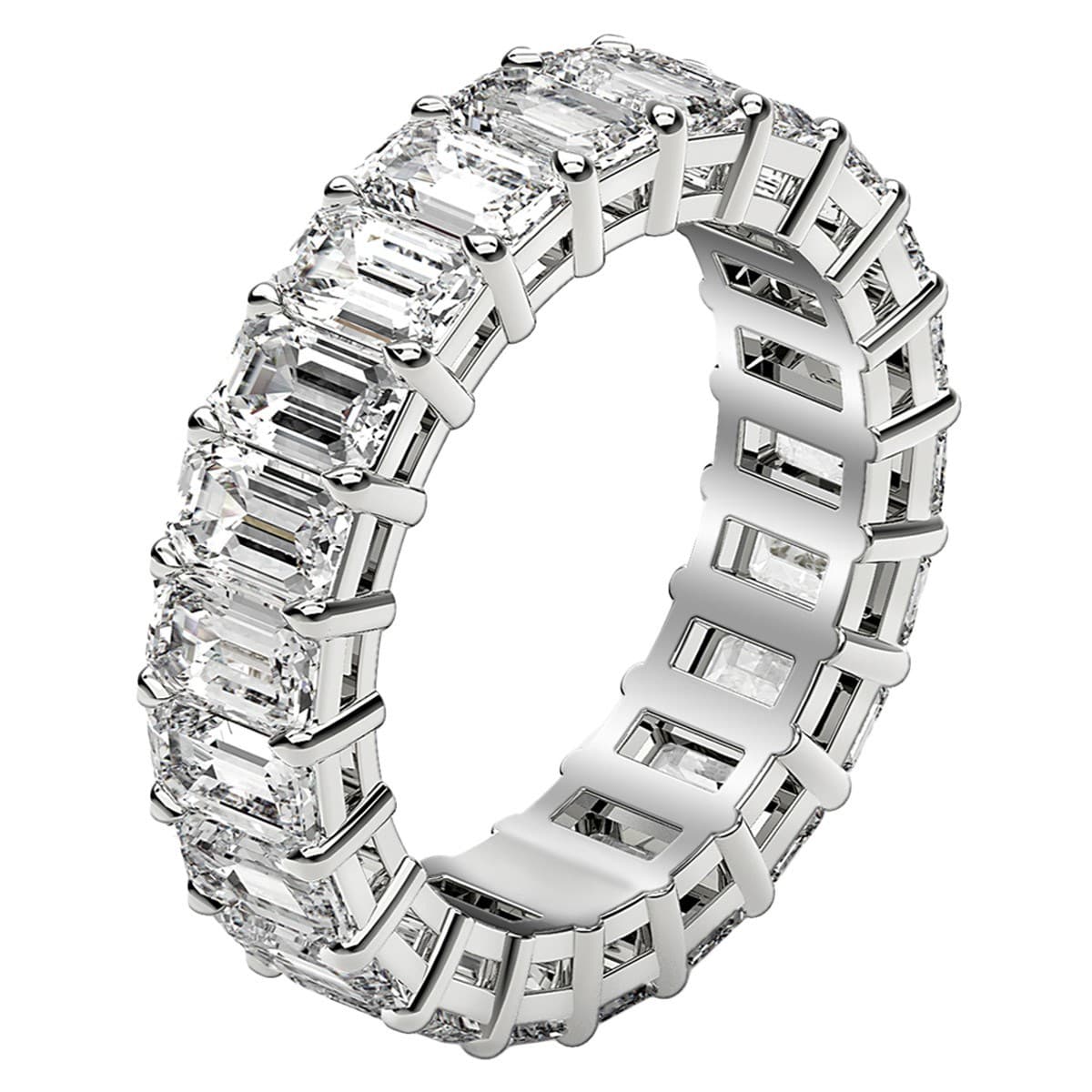 Emerald Cut Lab Grown Diamond Eternity Ring in 14k White Gold (5 cttw FG/VS2) view 4