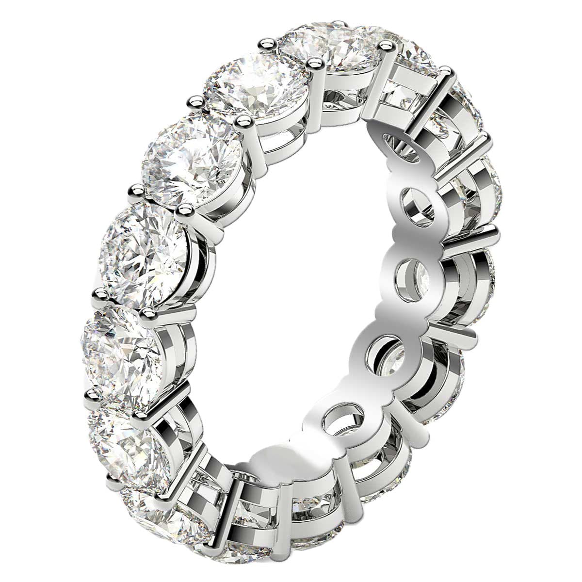 Round Cut Lab Grown Diamond Eternity Ring in 14k White Gold (5 cttw FG/VS2) view 4