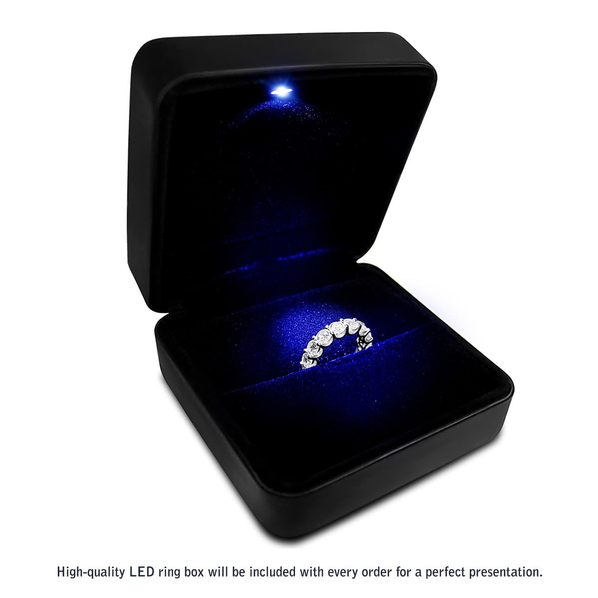 Round Cut Lab Grown Diamond Eternity Ring in 14k White Gold (5 cttw FG/VS2) view 6