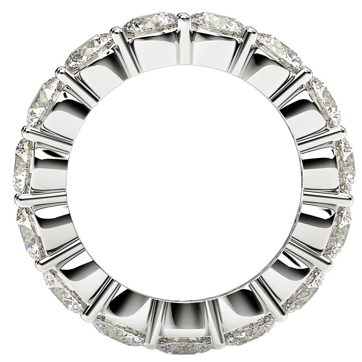 Round Cut Lab Grown Diamond Eternity Ring in 14k White Gold (5 cttw FG/VS2) view 3