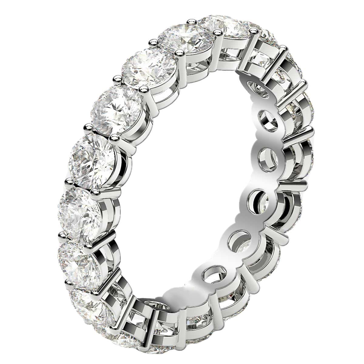 Round Cut Lab Grown Diamond Eternity Ring in 14k White Gold (2 cttw FG/VS2) view 4