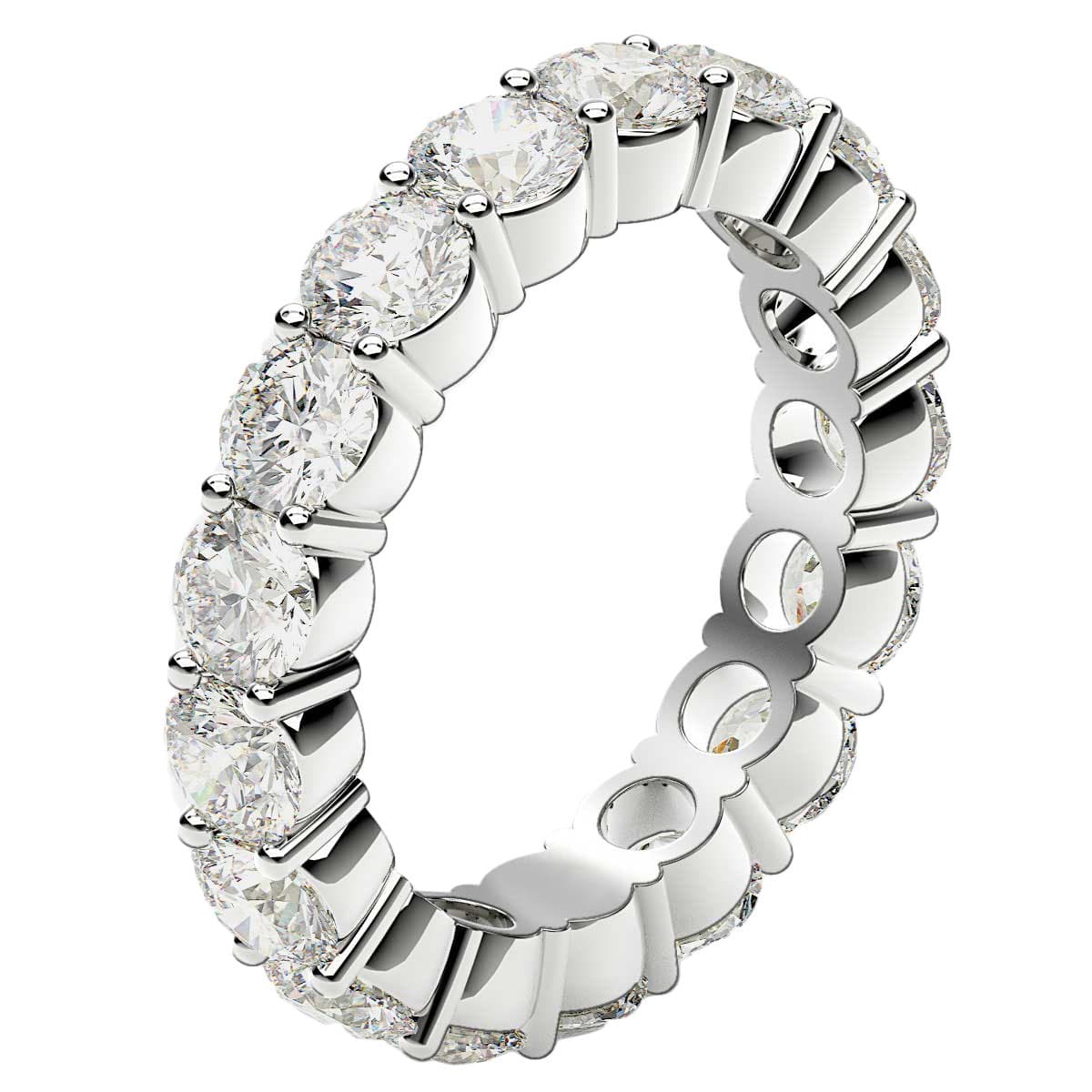 Round Cut Lab Grown Diamond Eternity Ring in 14k White Gold (3 cttw FG/VS2) view 4