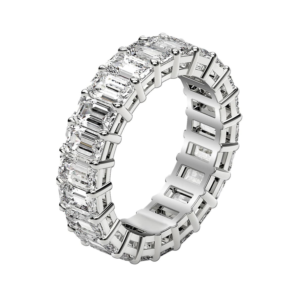 Emerald Cut Lab Grown Diamond Eternity Ring in 14k White Gold (2 cttw FG/VS2) view 4
