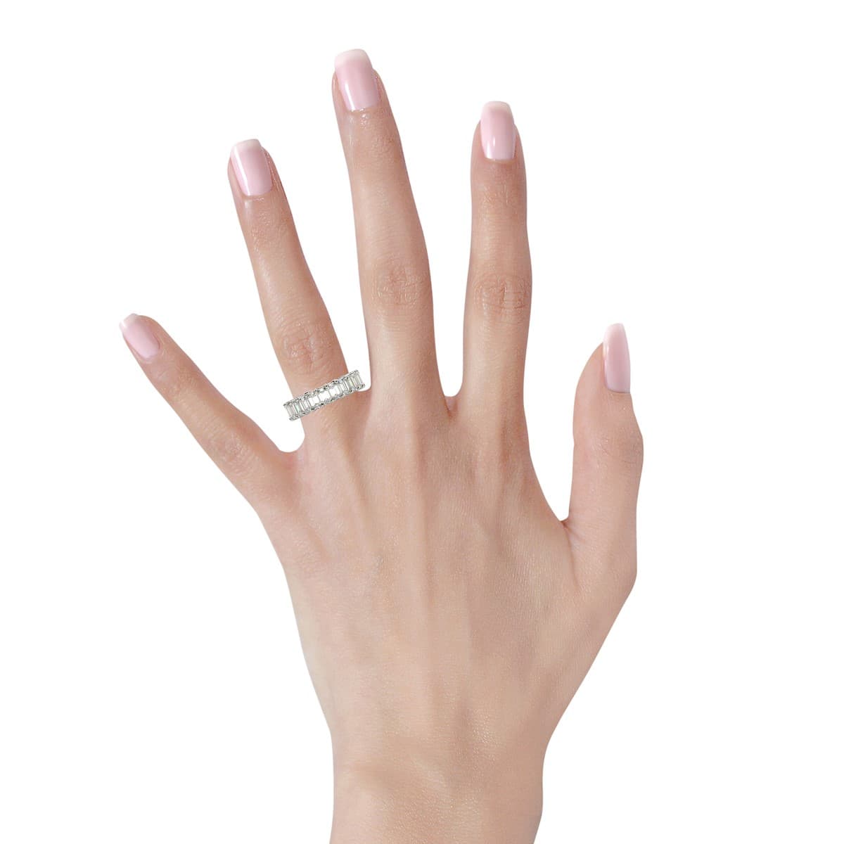 Emerald Cut Lab Grown Diamond Eternity Ring in 14k White Gold (2 cttw FG/VS2) view 5