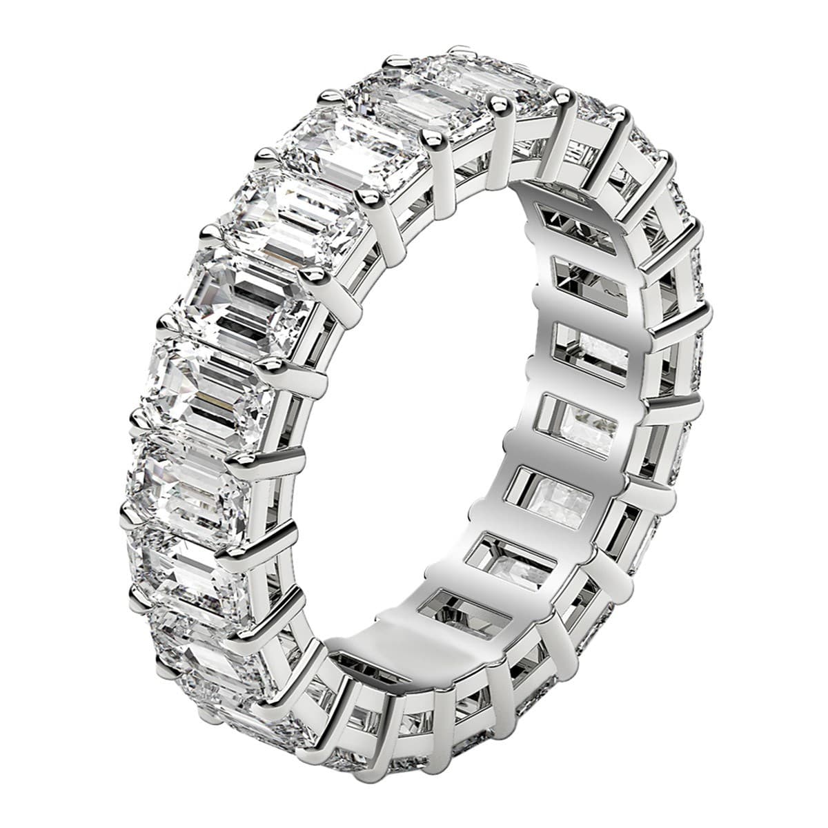 Emerald Cut Lab Grown Diamond Eternity Ring in 14k White Gold (4 cttw FG/VS2) view 4