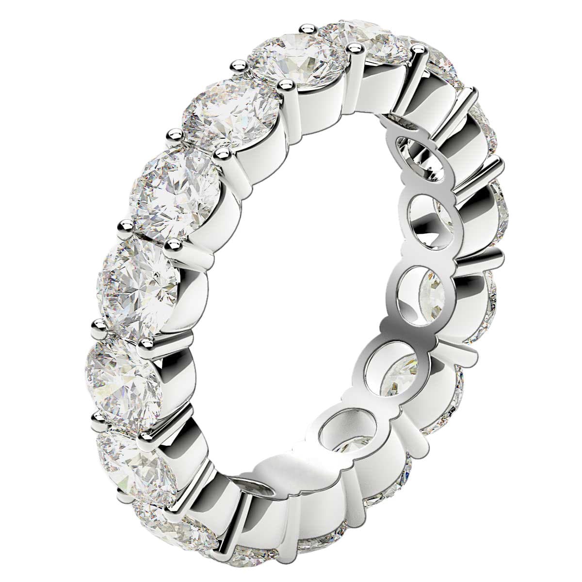 Round Cut Lab Grown Diamond Eternity Ring in 14k White Gold (4 cttw FG/VS2) view 4