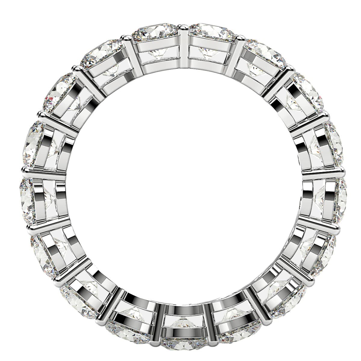 Round Cut Lab Grown Diamond Eternity Ring in 14k White Gold (3 cttw FG/VS2) view 3