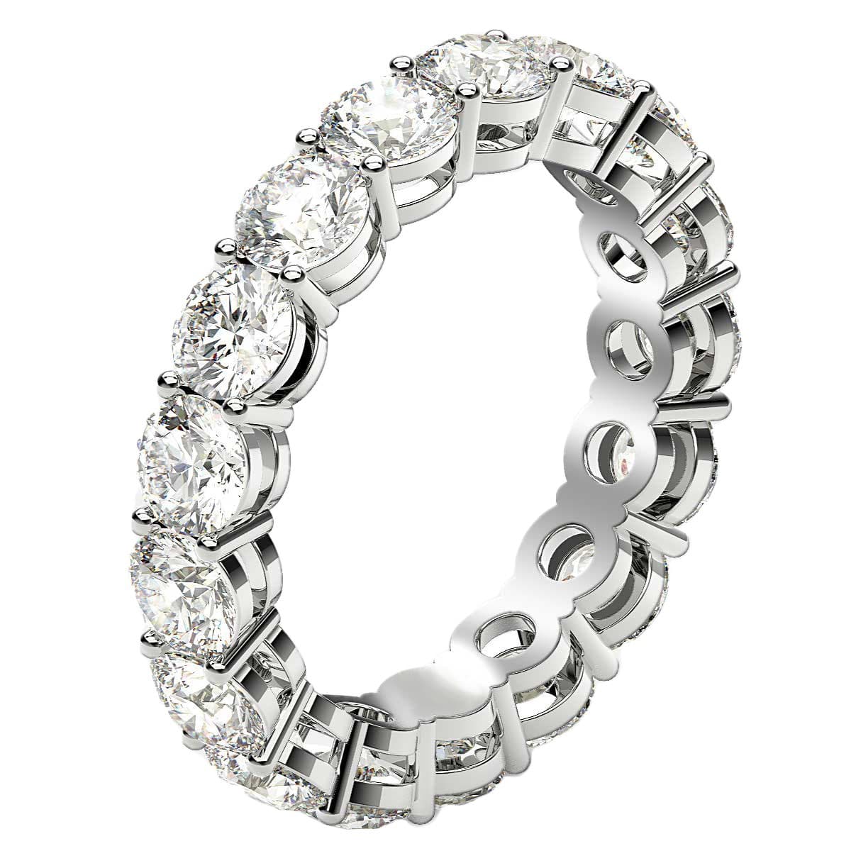 Round Cut Lab Grown Diamond Eternity Ring in 14k White Gold (3 cttw FG/VS2) view 4