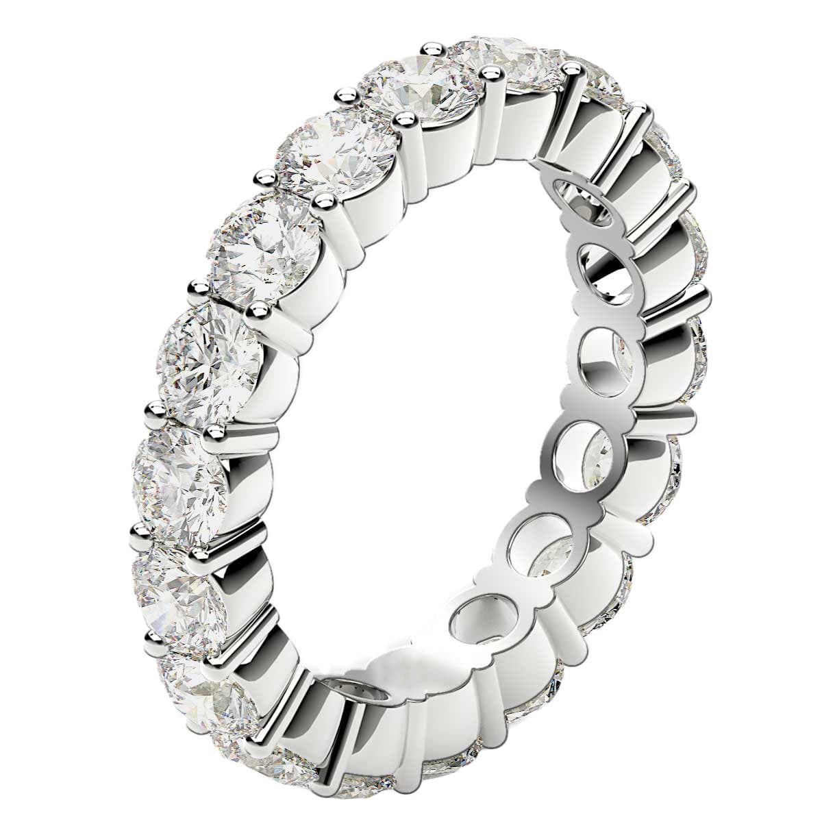 Round Cut Lab Grown Diamond Eternity Ring in 14k White Gold (2 cttw FG/VS2) view 4