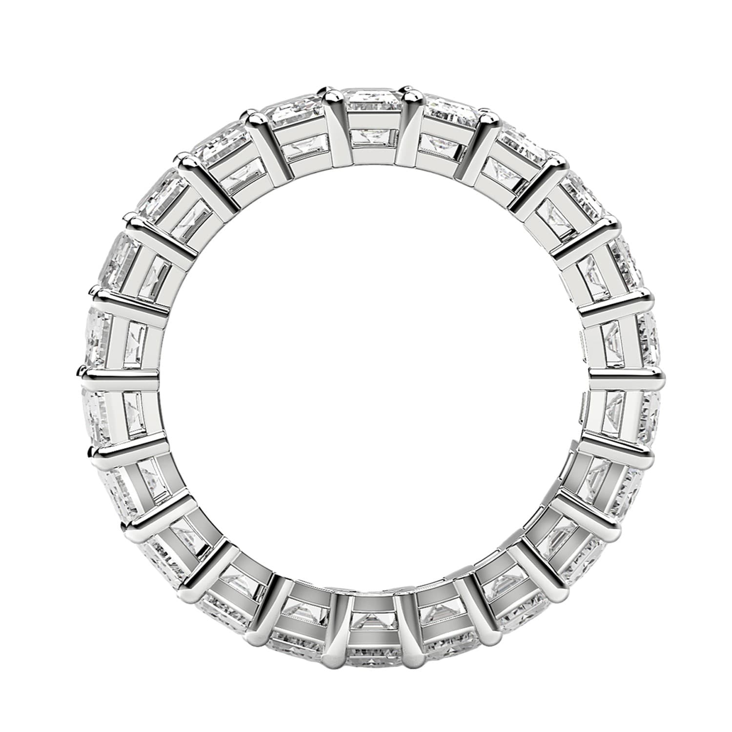 Emerald Cut Lab Grown Diamond Eternity Ring in 14k White Gold (3 cttw FG/VS2) view 3