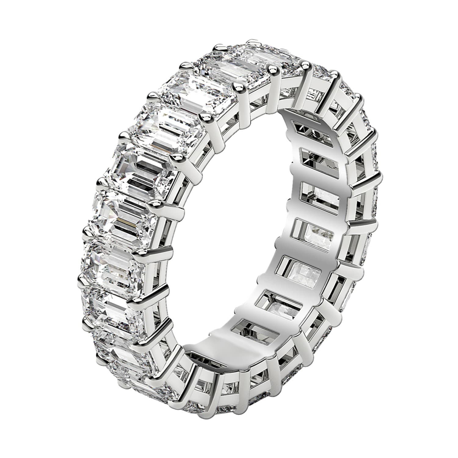 Emerald Cut Lab Grown Diamond Eternity Ring in 14k White Gold (3 cttw FG/VS2) view 4