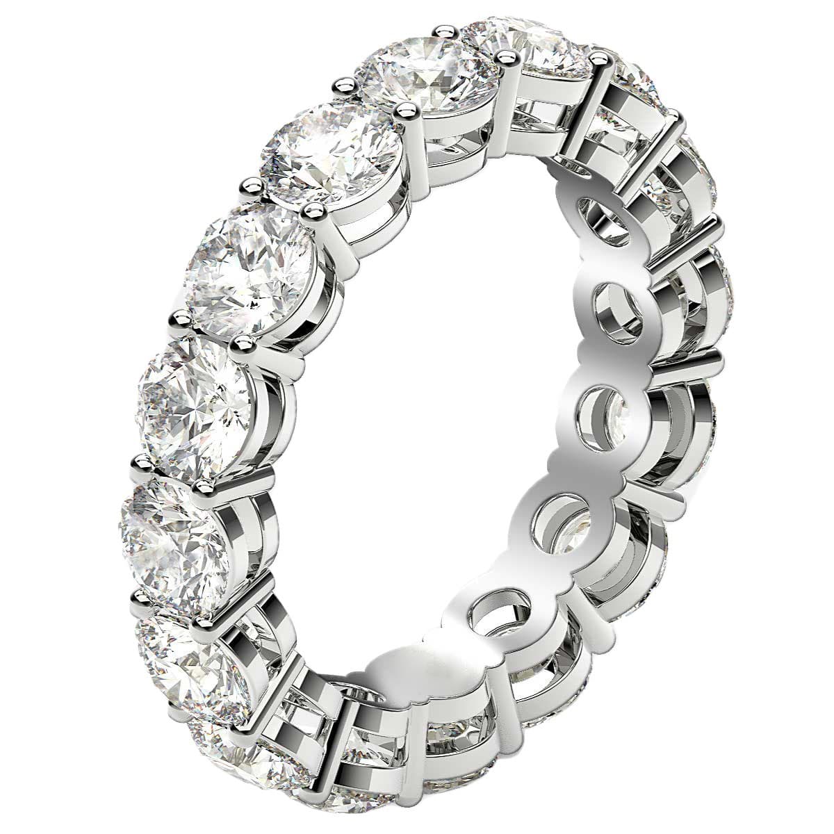 Round Cut Lab Grown Diamond Eternity Ring in 14k White Gold (4 cttw FG/VS2) view 4