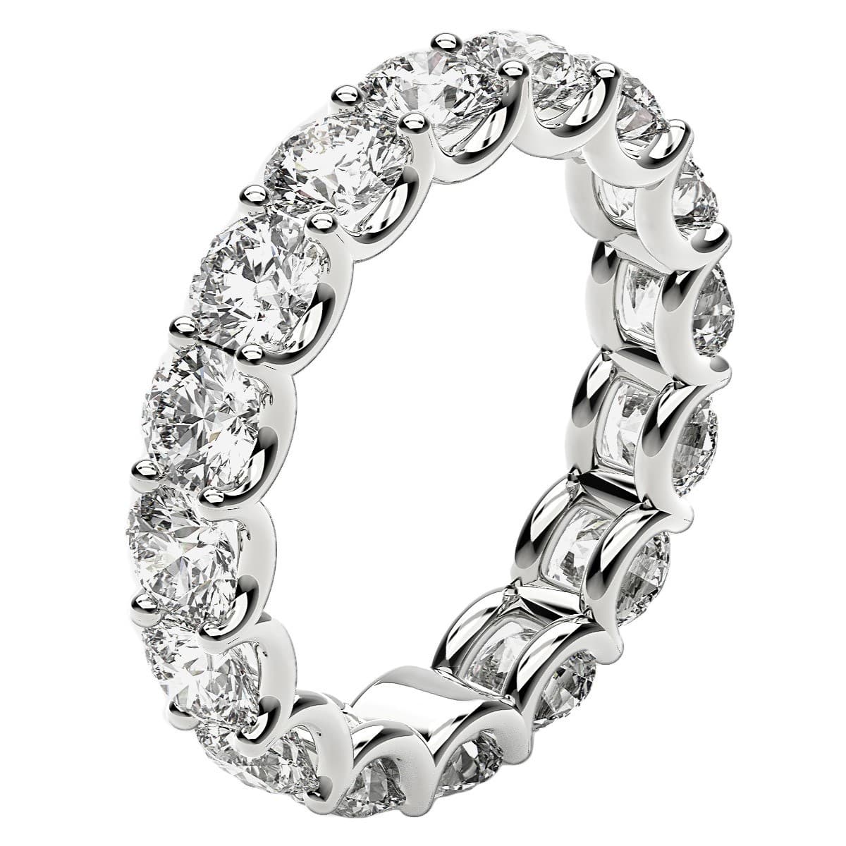 Round Cut Lab Grown Diamond Eternity Ring in 14k White Gold (4 cttw FG/VS2) view 4