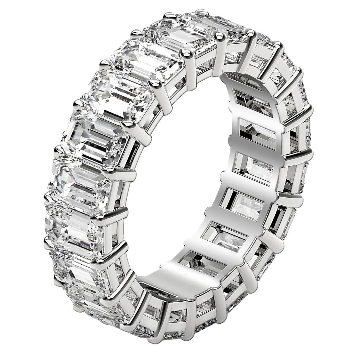 Emerald Cut Lab Grown Diamond Eternity Ring in 14k White Gold (7 cttw FG/VS2) view 4