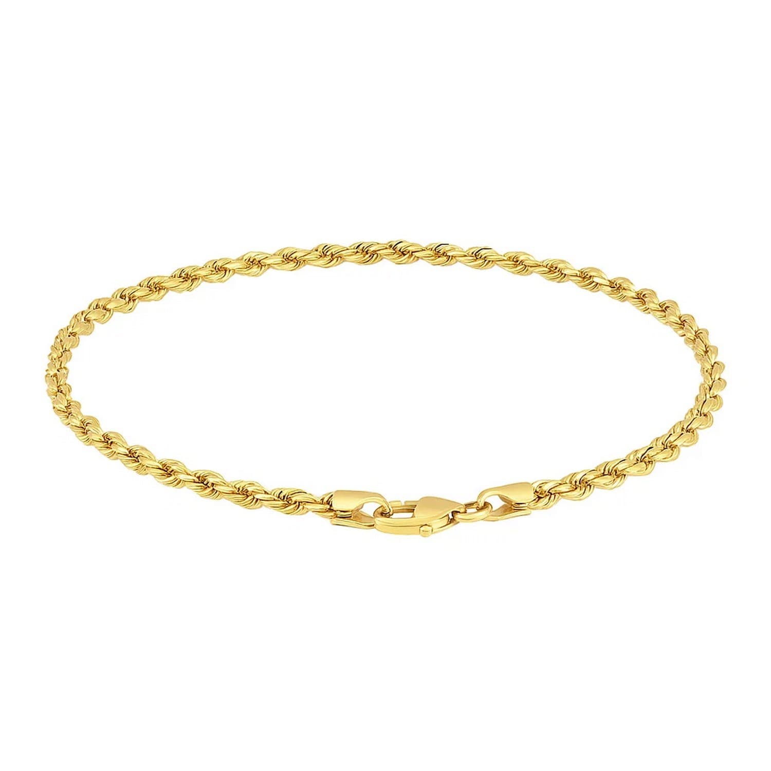 10k Yellow Gold Solid Diamond Cut Rope Bracelet (3.00 mm) view 4