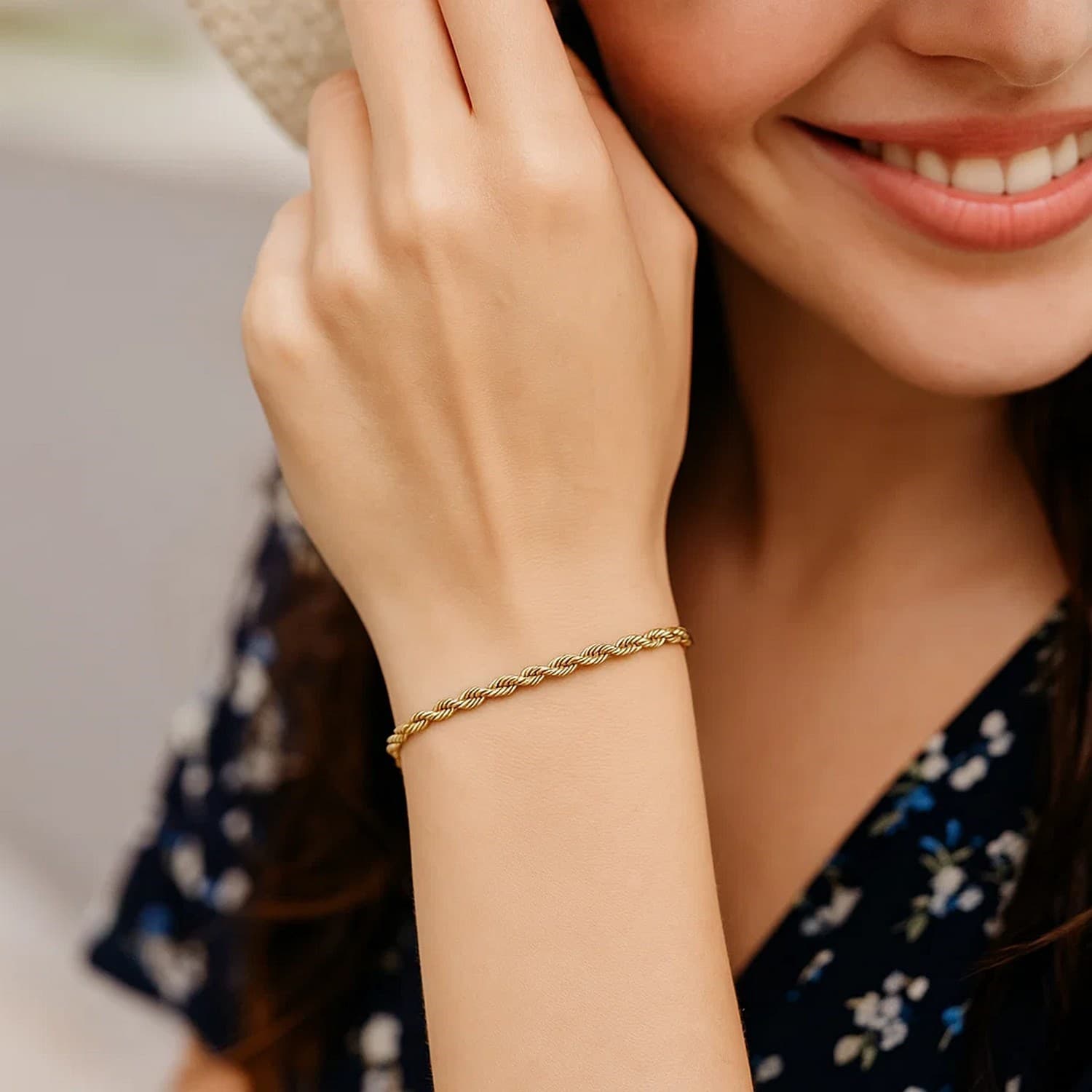 10k Yellow Gold Solid Diamond Cut Rope Bracelet (2.75 mm) view 5