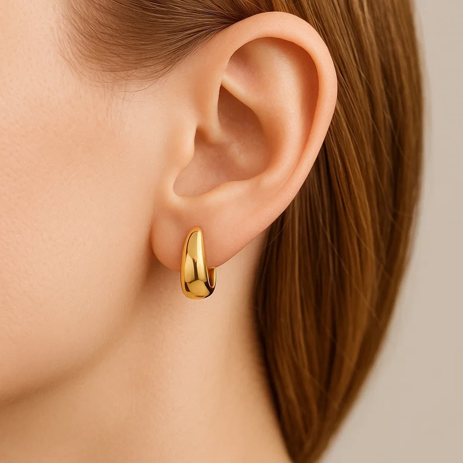 Tapered Huggie Hoop Earrings in 14K Yellow Gold view 5