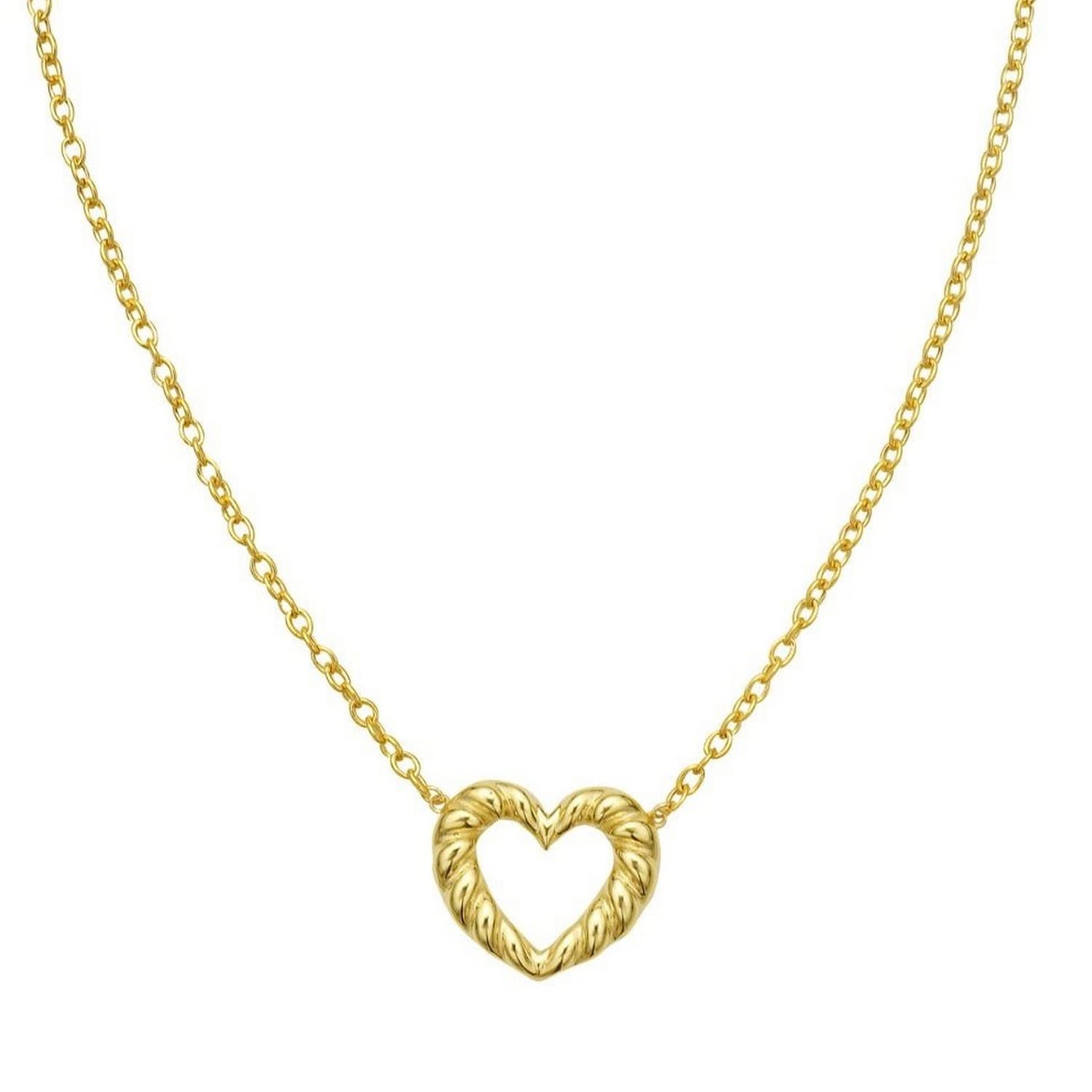 14K Yellow Gold Braided Open Heart Necklace view 3
