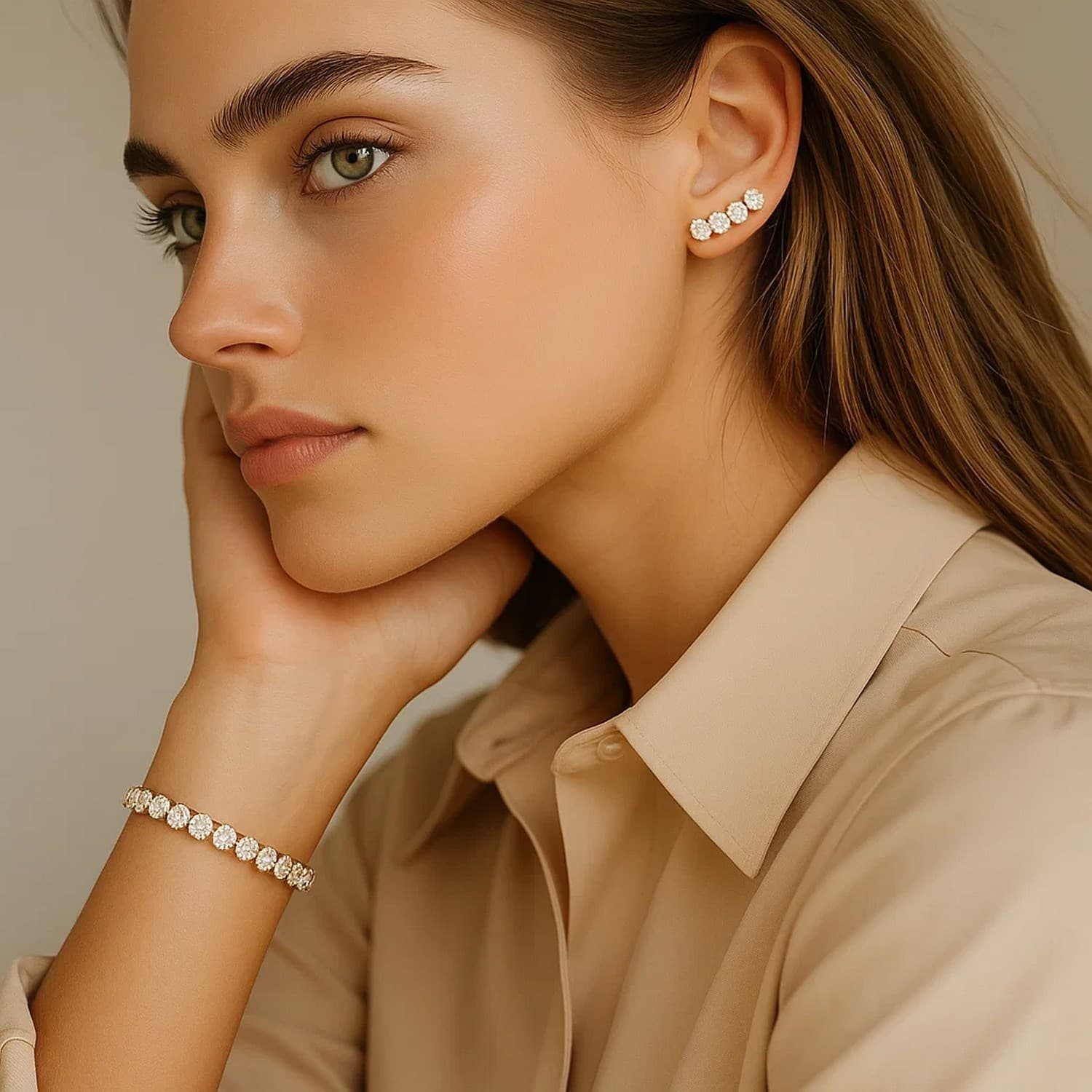 7 ctw Lab-Grown Diamond Tennis Bracelet in 14k Yellow Gold (F-G, VS2-SI1) view 5