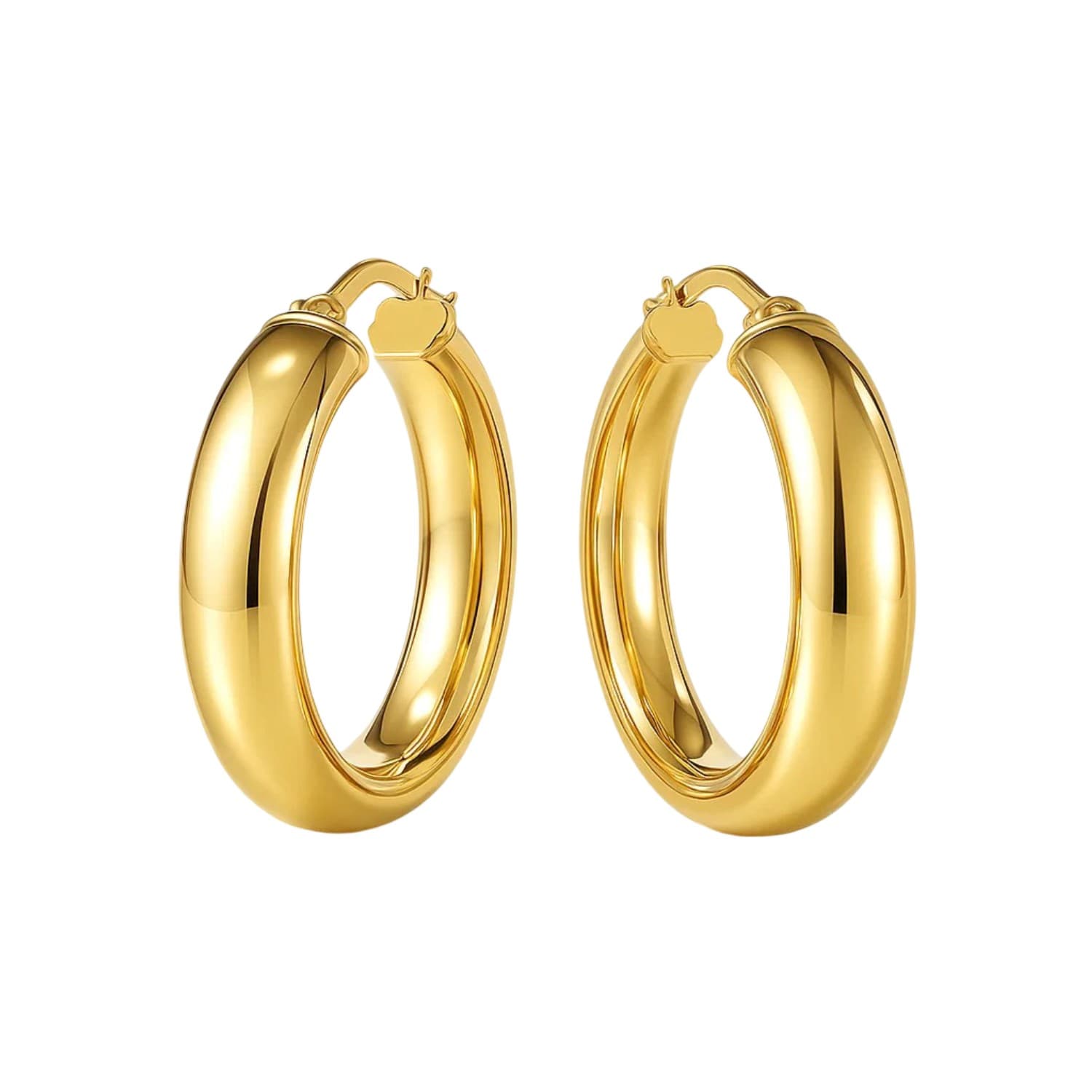 14k Yellow Gold Wedding Band Hoops (6x25mm) — alternate view