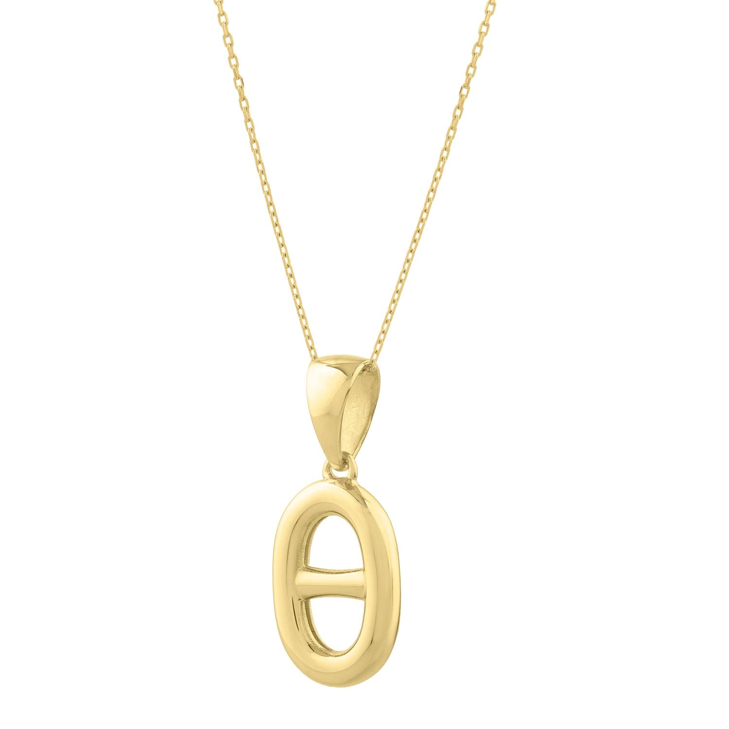 Polished Puff Mariner Link Necklace in 14K Yellow Gold — alternate view