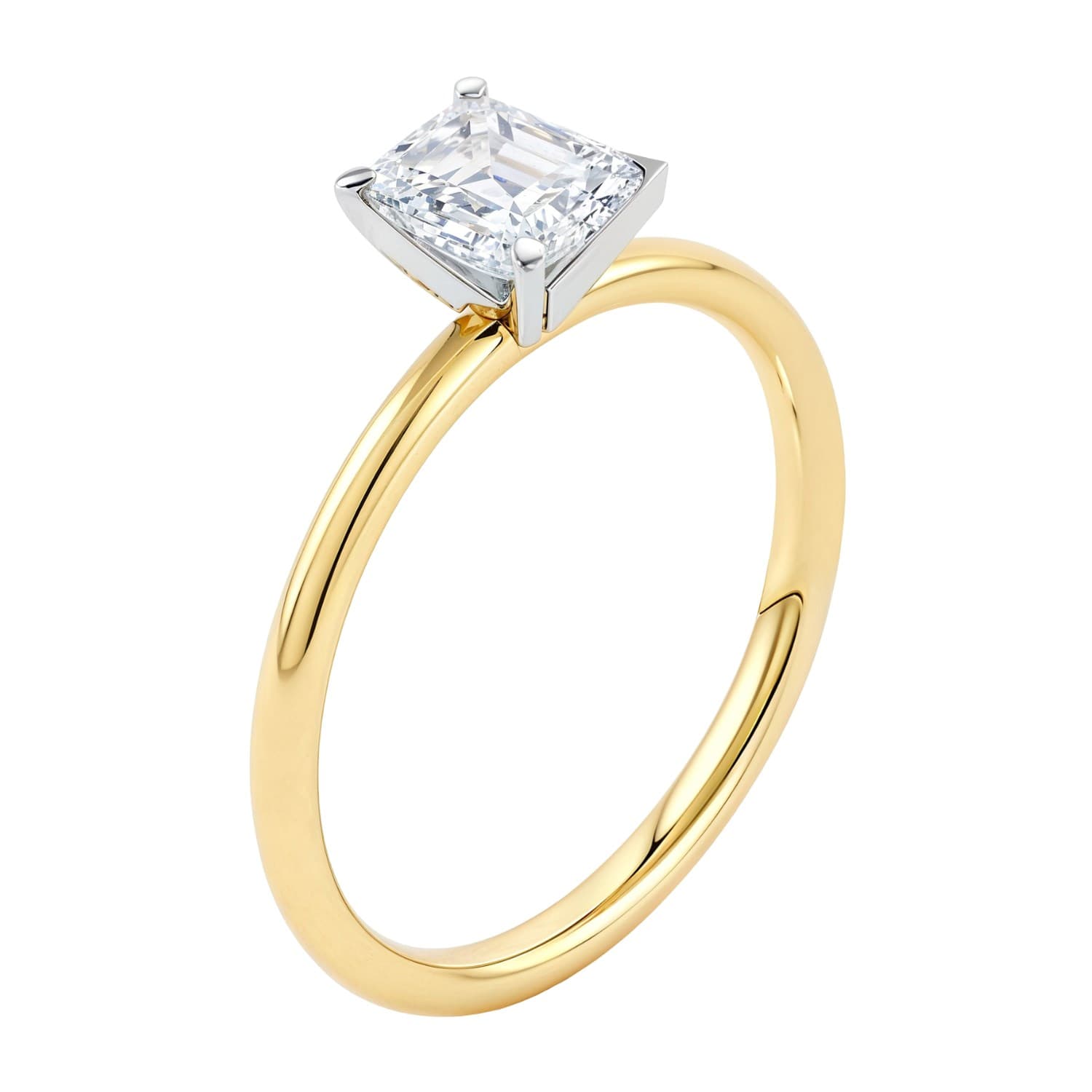 1 Carat Emerald Lab Grown IGI G/VS1 Diamond Solitaire Ring in 14K Yellow Gold — alternate view