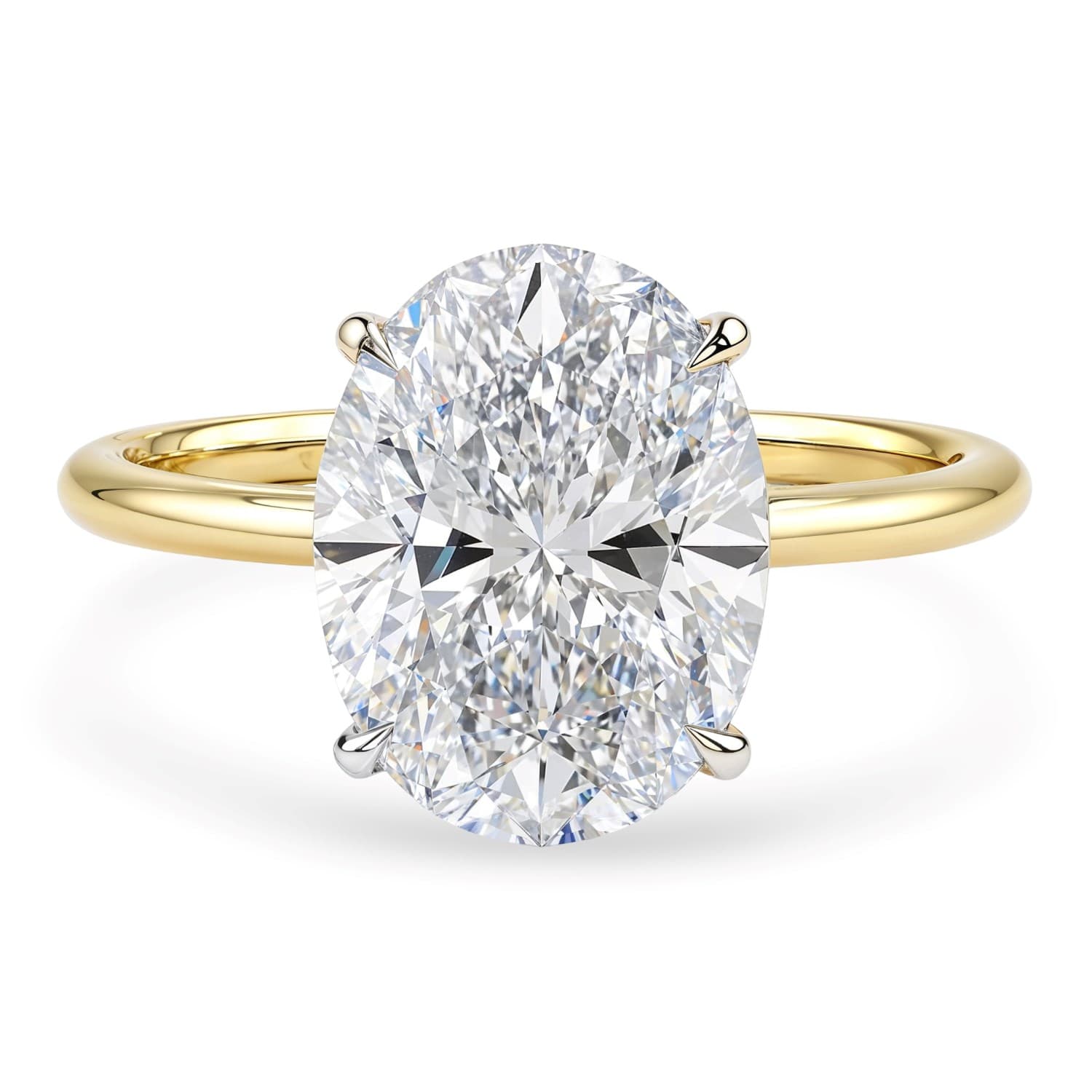 3 Carat Oval Lab Grown IGI G/VS1 Diamond Solitaire Ring in 14K Yellow Gold — alternate view