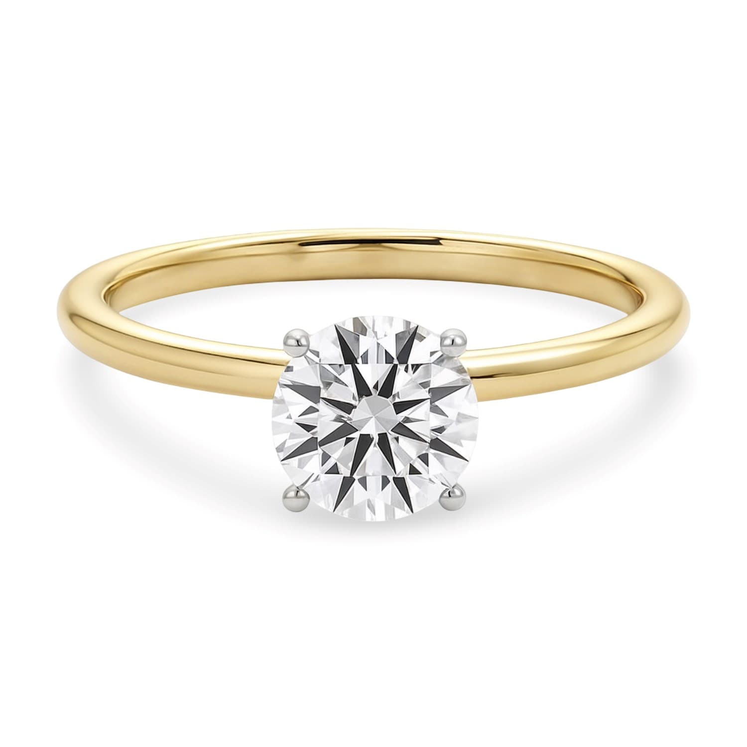 1 Carat Round Lab Grown IGI G/VS1 Diamond Solitaire Ring in 14K Yellow Gold — alternate view