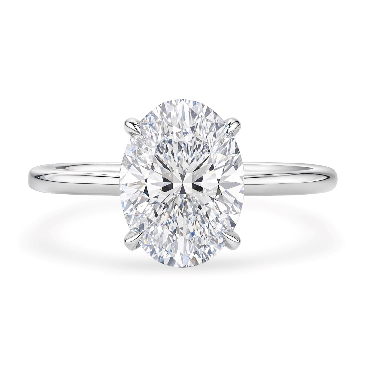 2 Carat Oval Lab Grown IGI G/VS1 Diamond Solitaire Ring in 14K White Gold — alternate view