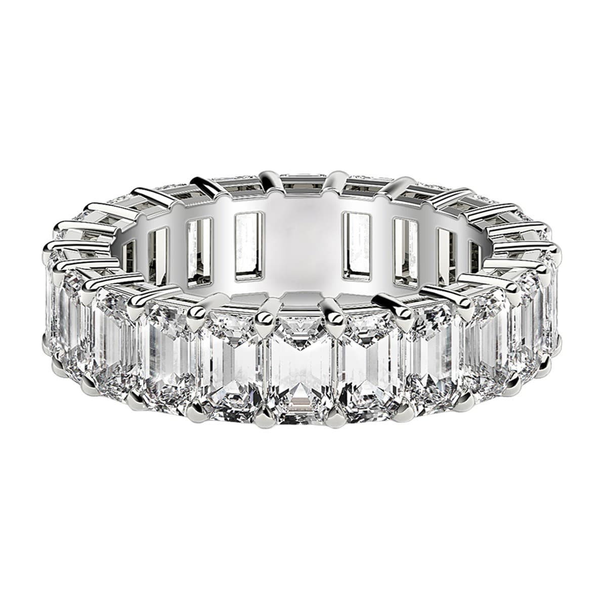 Emerald Cut Lab Grown Diamond Eternity Ring in 14k White Gold (5 cttw FG/VS2) — alternate view