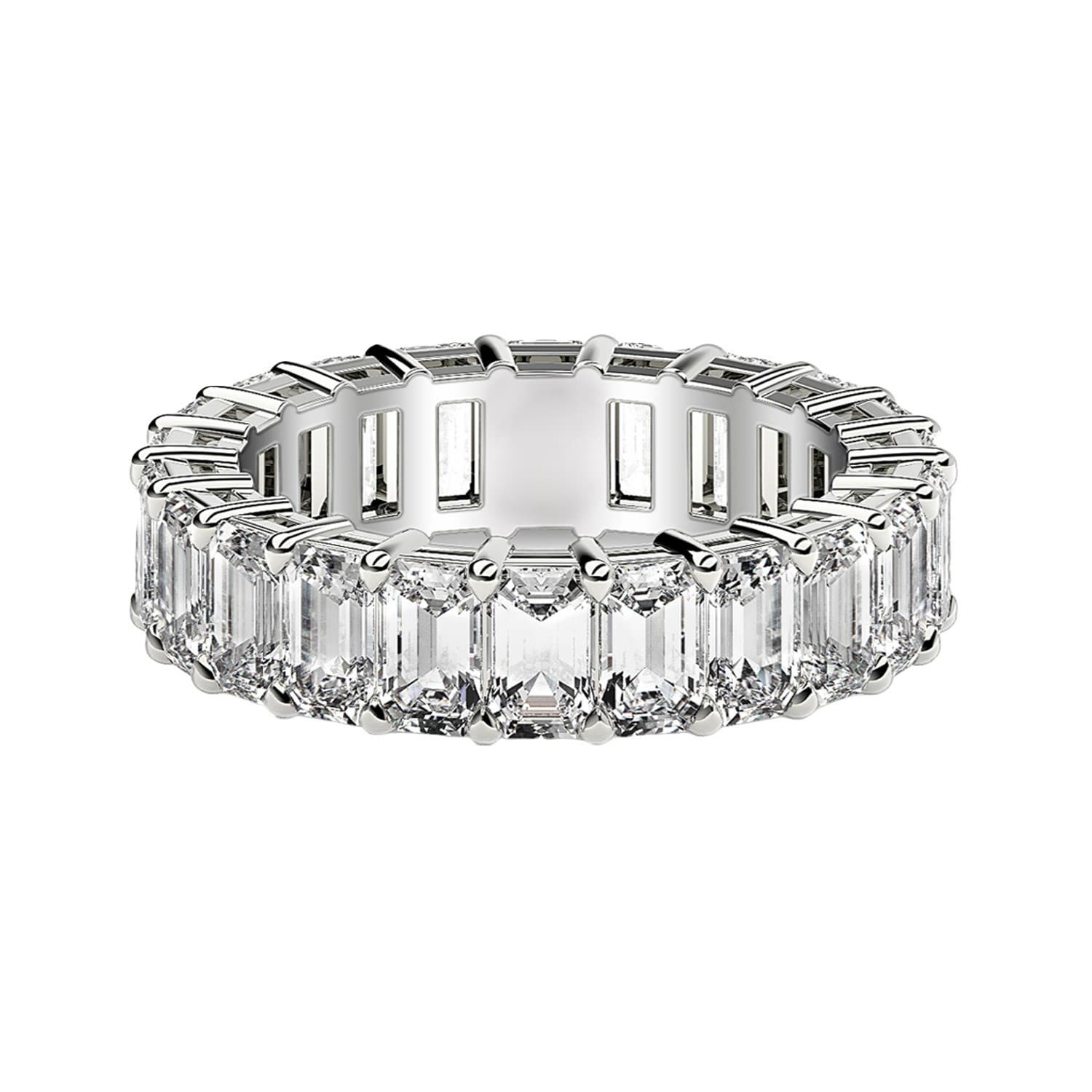 Emerald Cut Lab Grown Diamond Eternity Ring in 14k White Gold (3 cttw FG/VS2) — alternate view