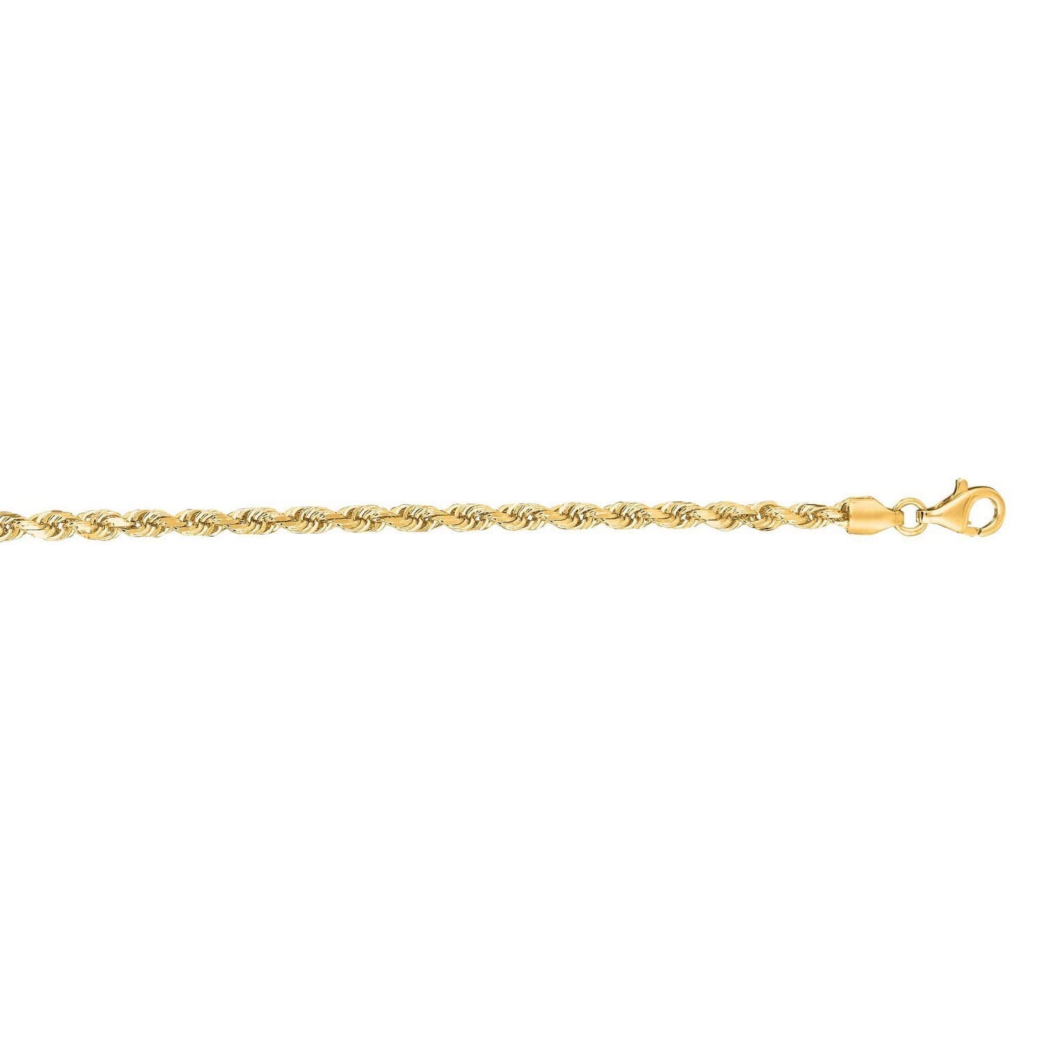 10k Yellow Gold Solid Diamond Cut Rope Bracelet (3.00 mm) — alternate view