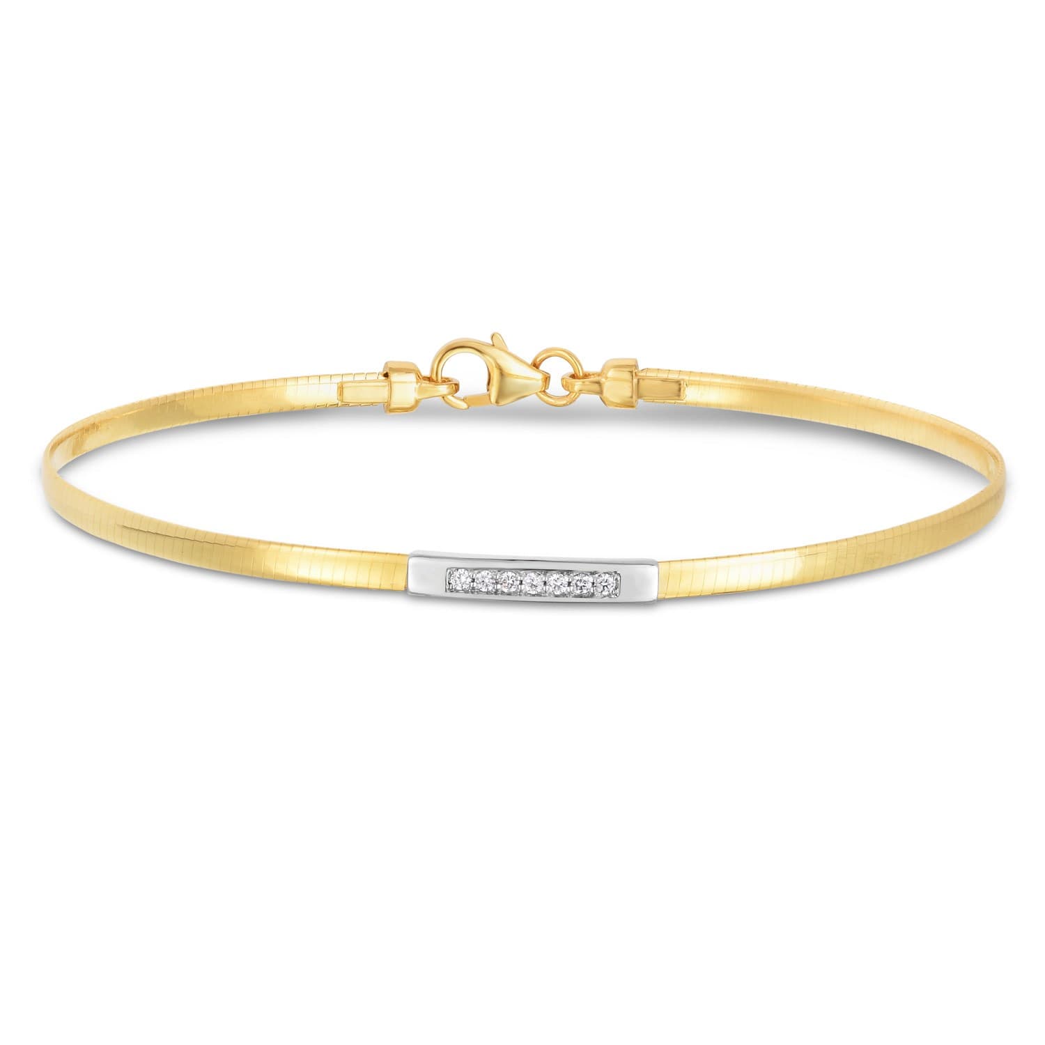 14K Yellow Gold Omega Diamond Bar Bracelet — alternate view