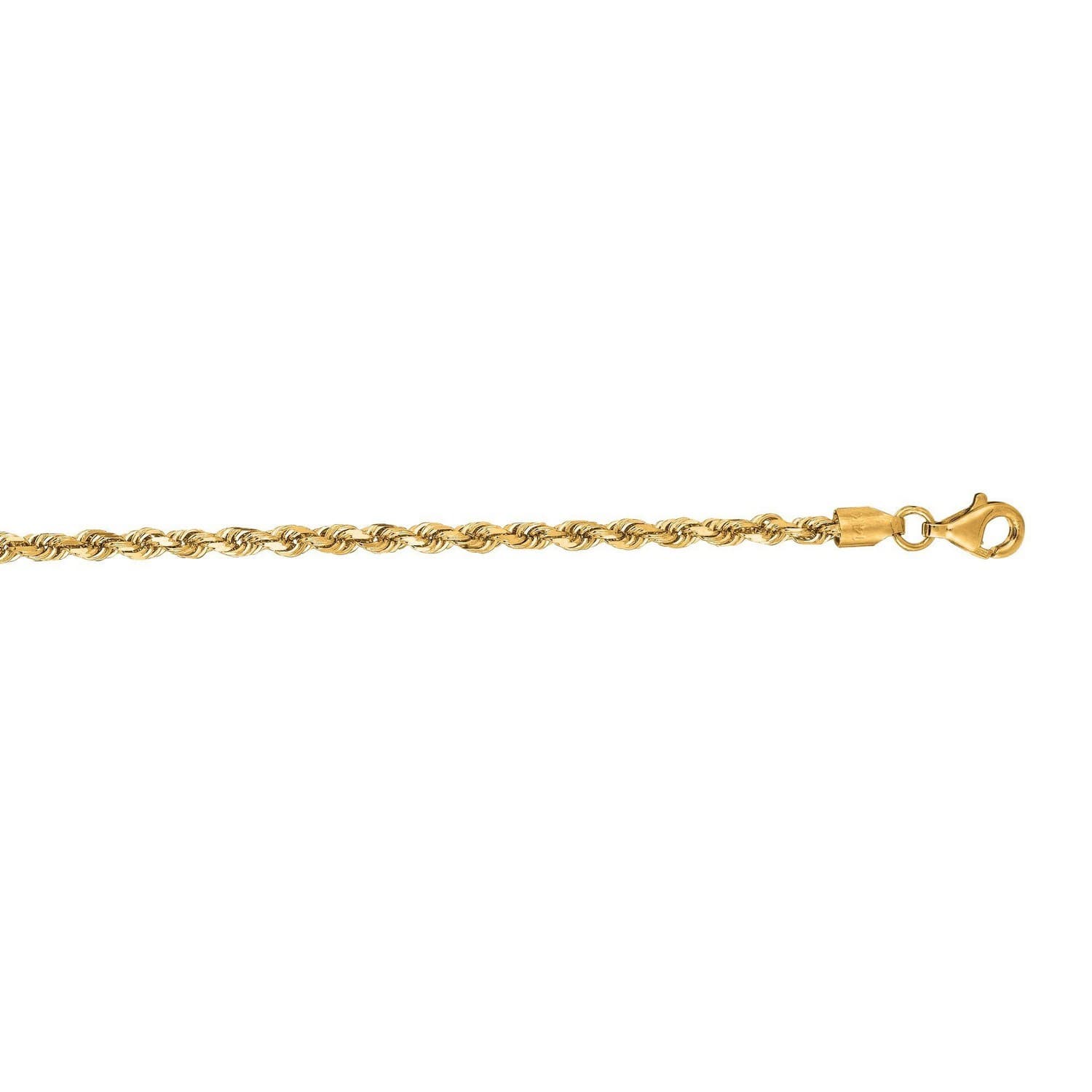 10k Yellow Gold Solid Diamond Cut Rope Bracelet (2.75 mm) — alternate view