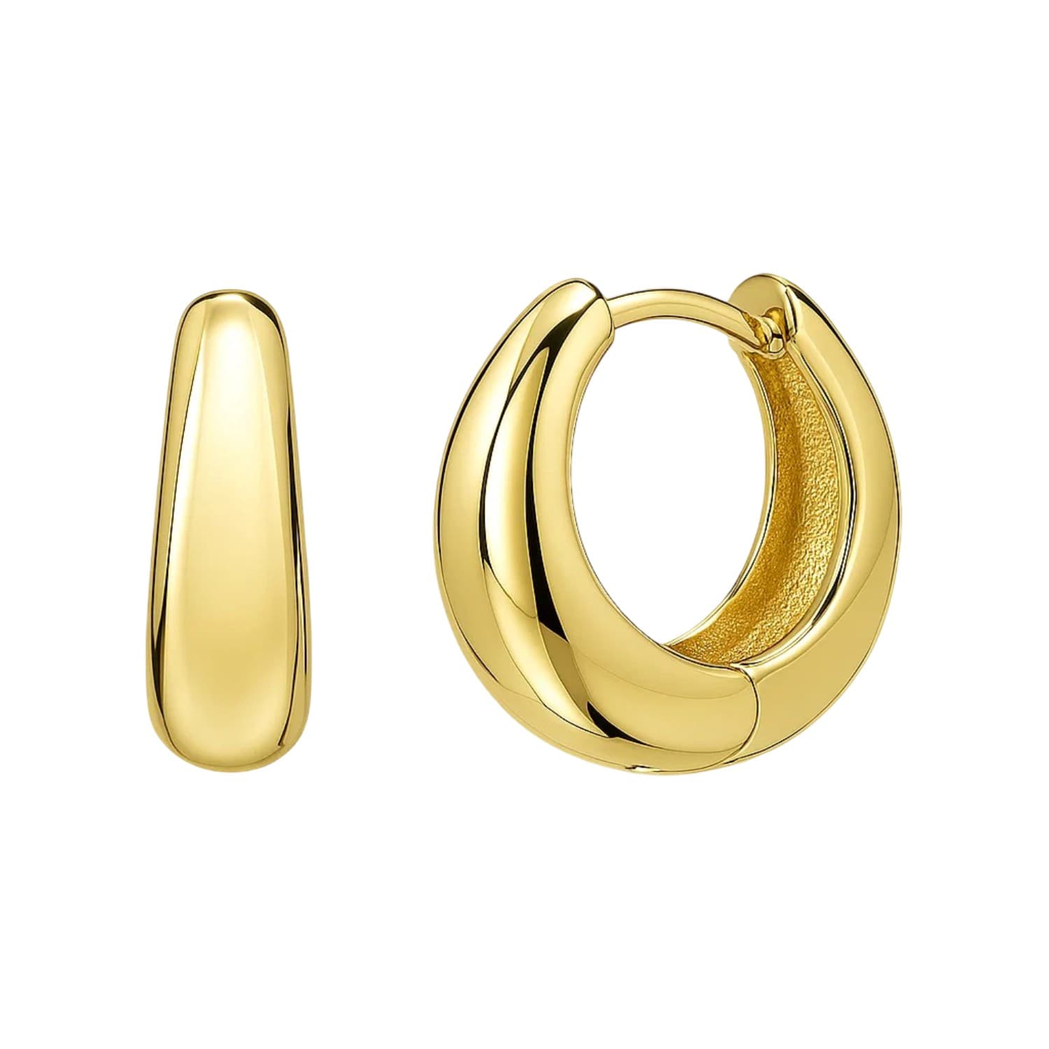 Tapered Huggie Hoop Earrings in 14K Yellow Gold — alternate view