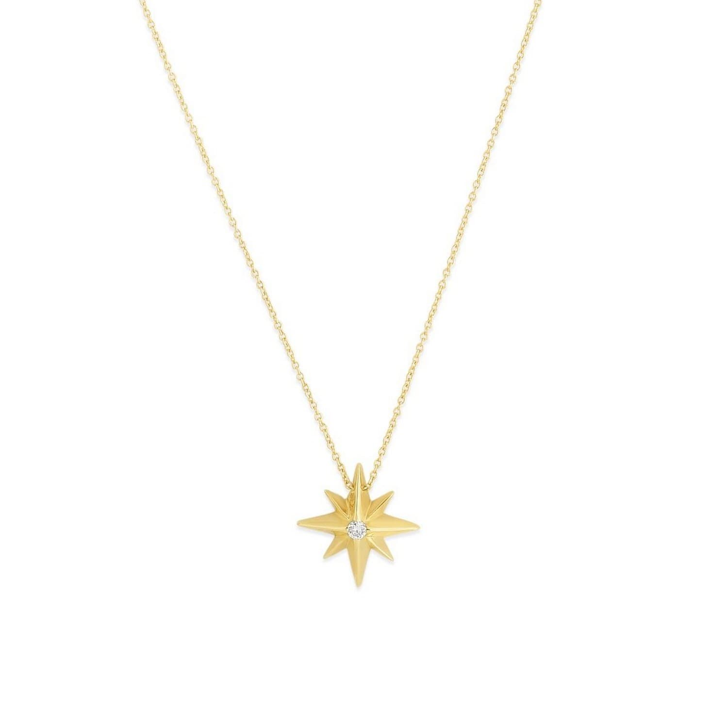14k Yellow Gold High Polish North Star Necklace — alternate view