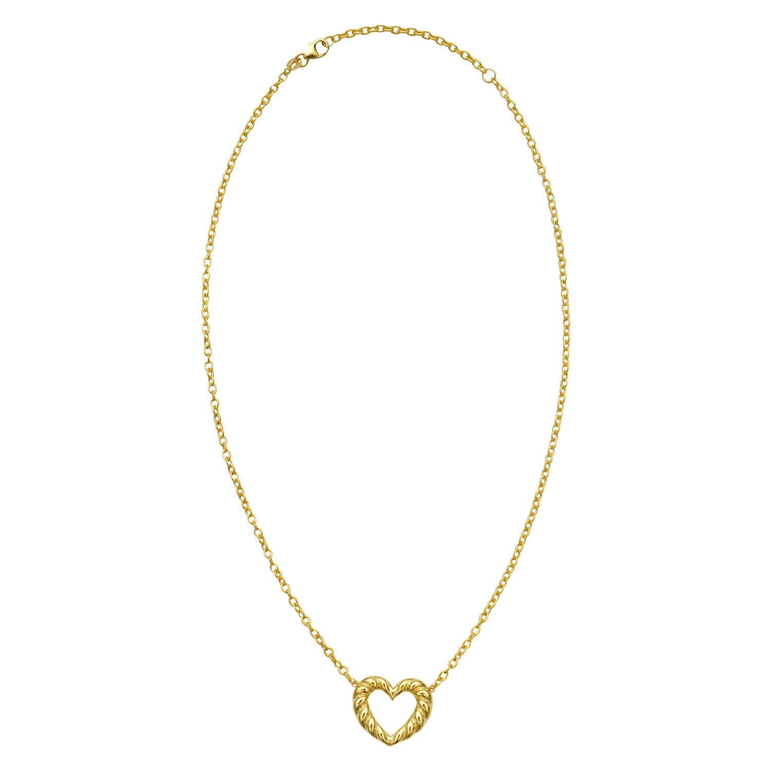 14K Yellow Gold Braided Open Heart Necklace — alternate view