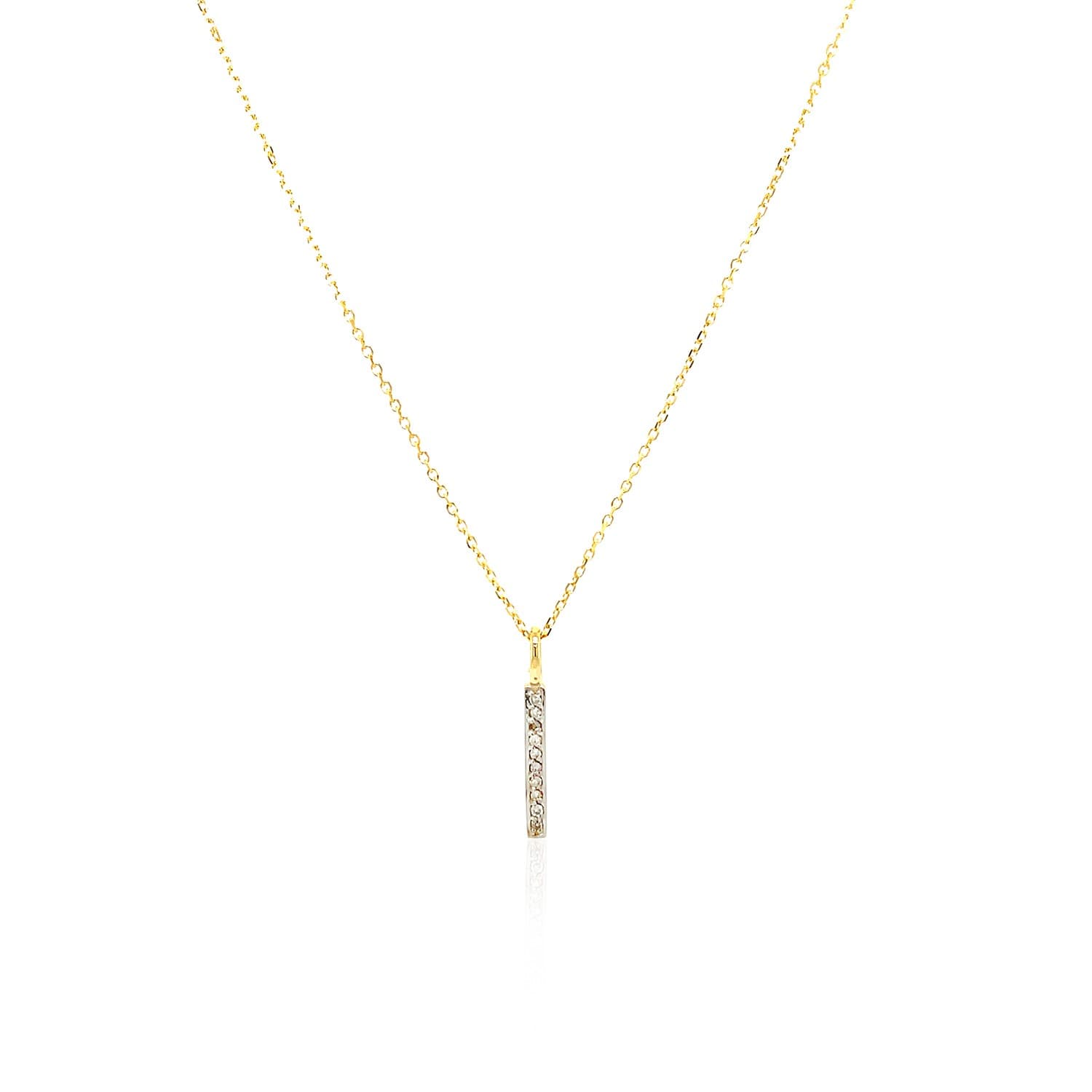 14k Yellow Gold Bar Pendant with Diamonds — alternate view